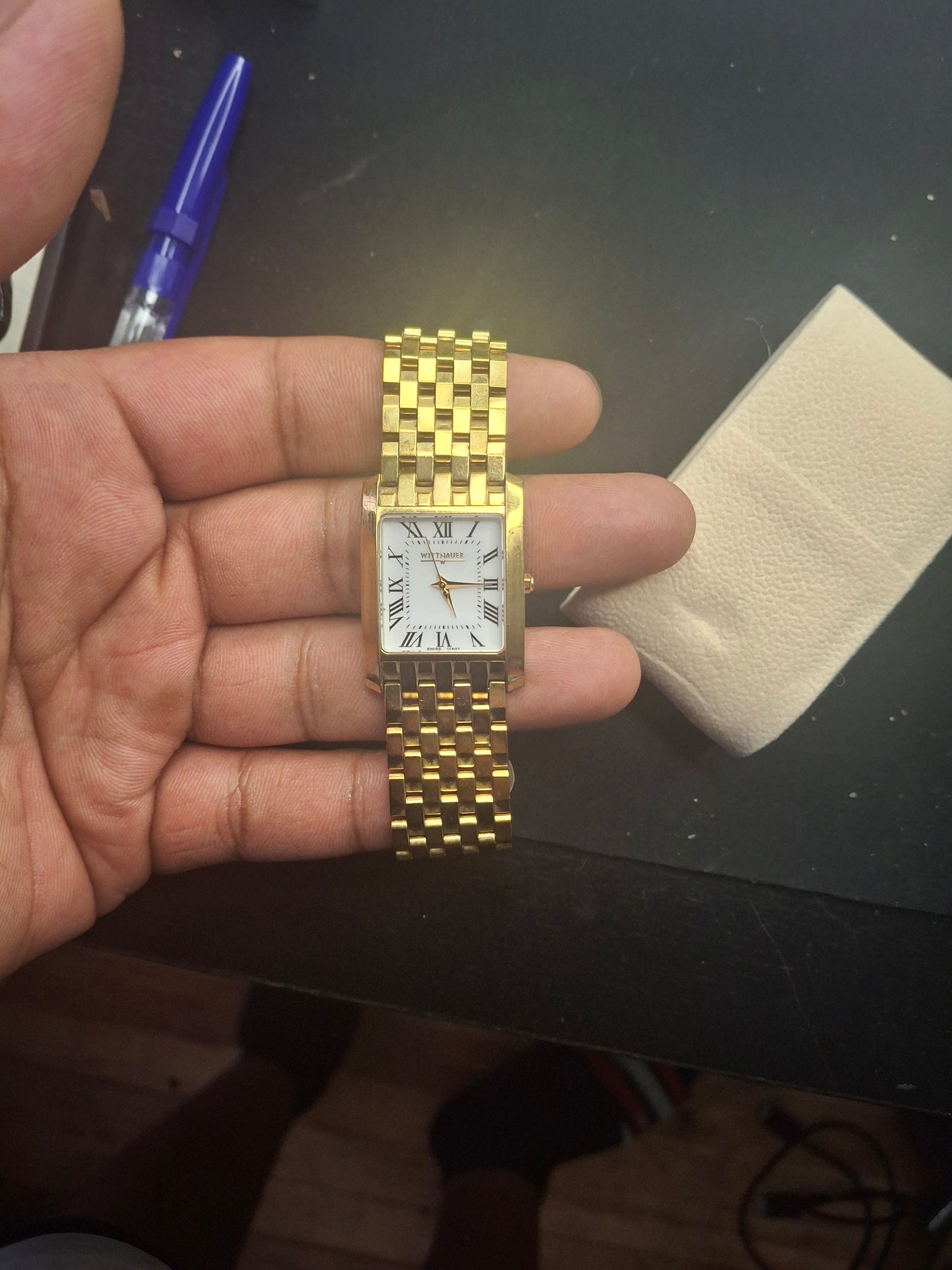 Wittnauer Mens Watch Gold Tone Square Bezel C952336 Not Working