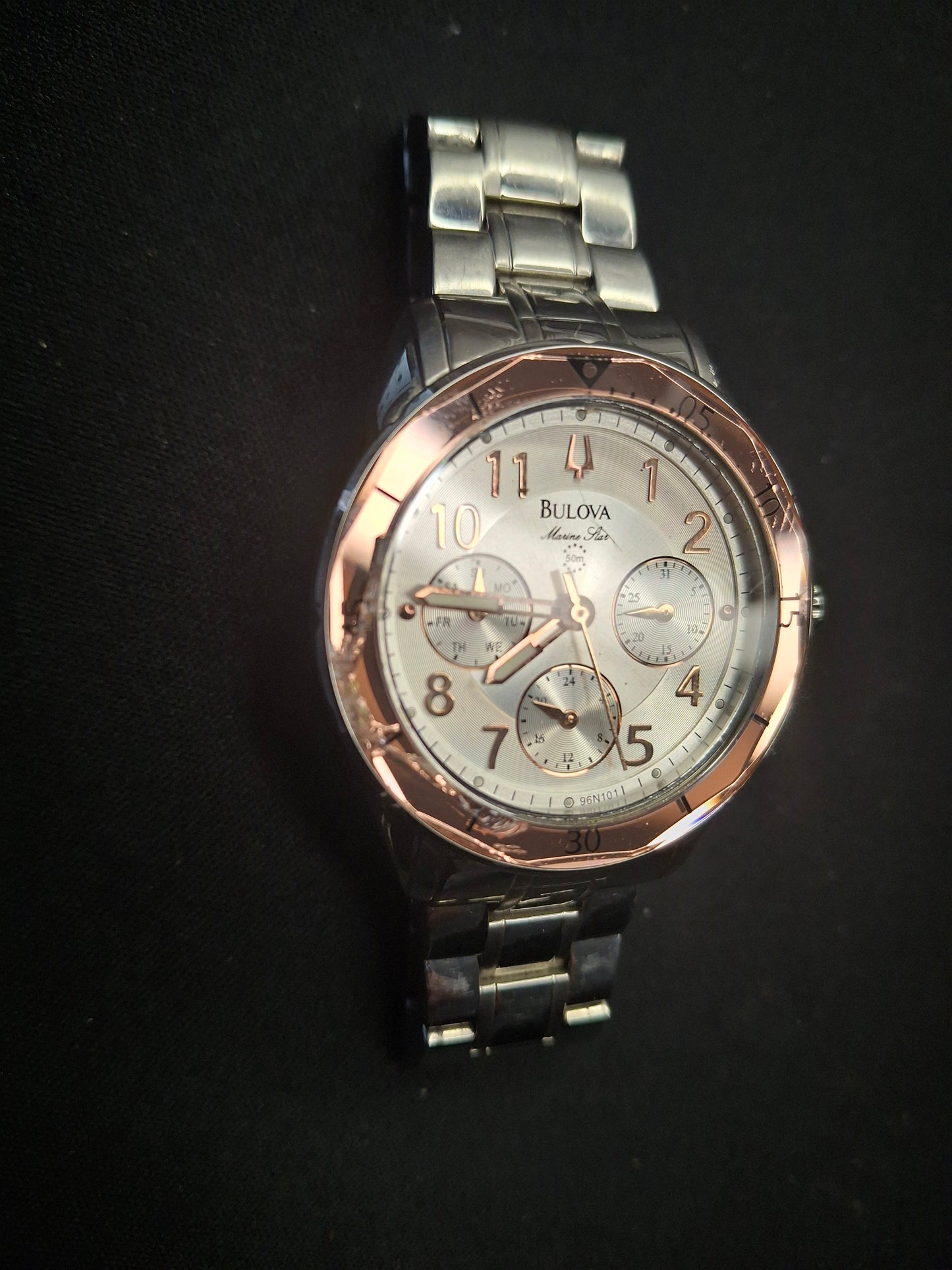 Bulova Women's Marine Star Quartz Silver Stainless Rose Glass Bezel Watch