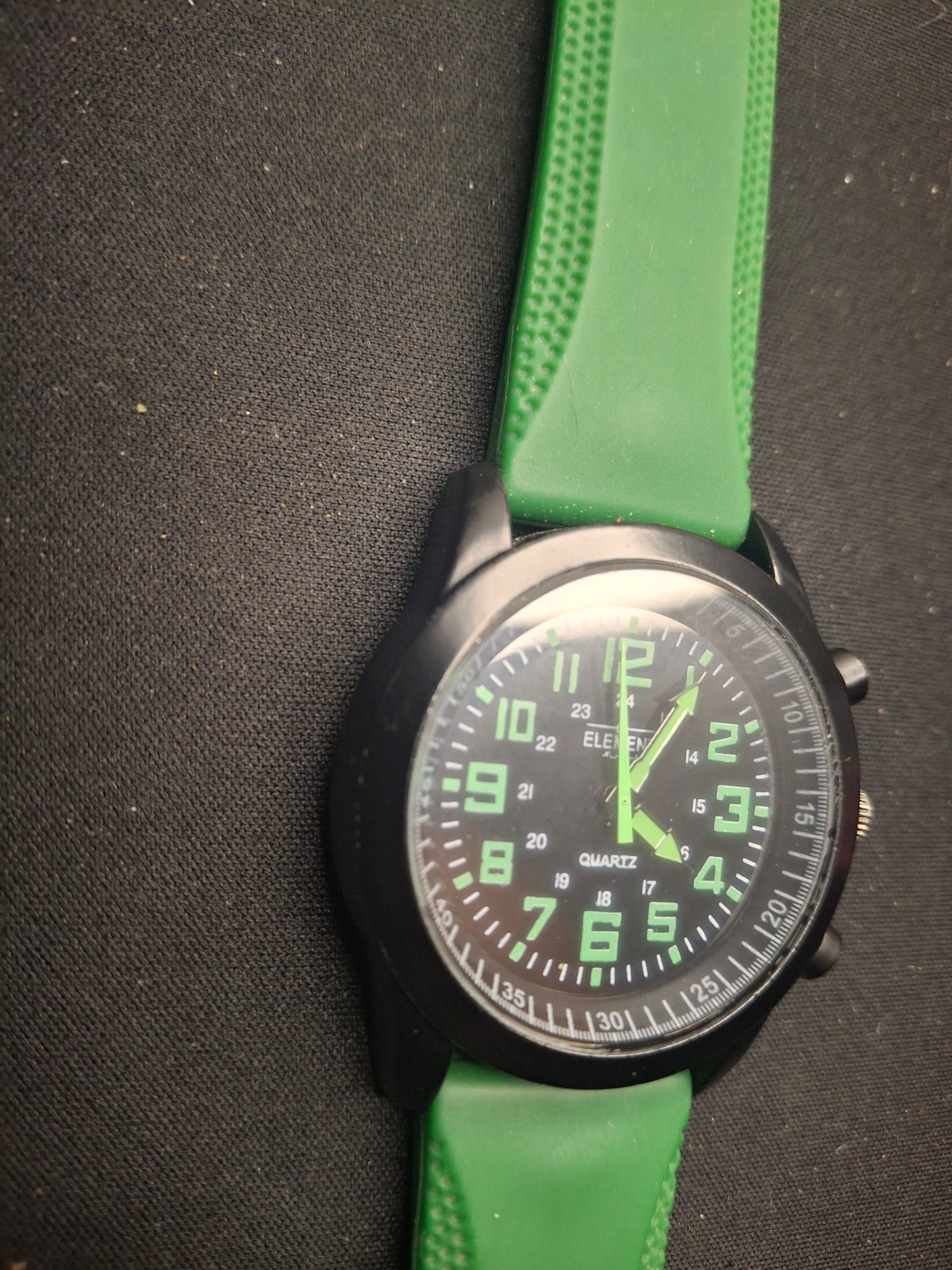 Element New York Men's Watch, Black And Grean Dial,Green Silicone Wristband