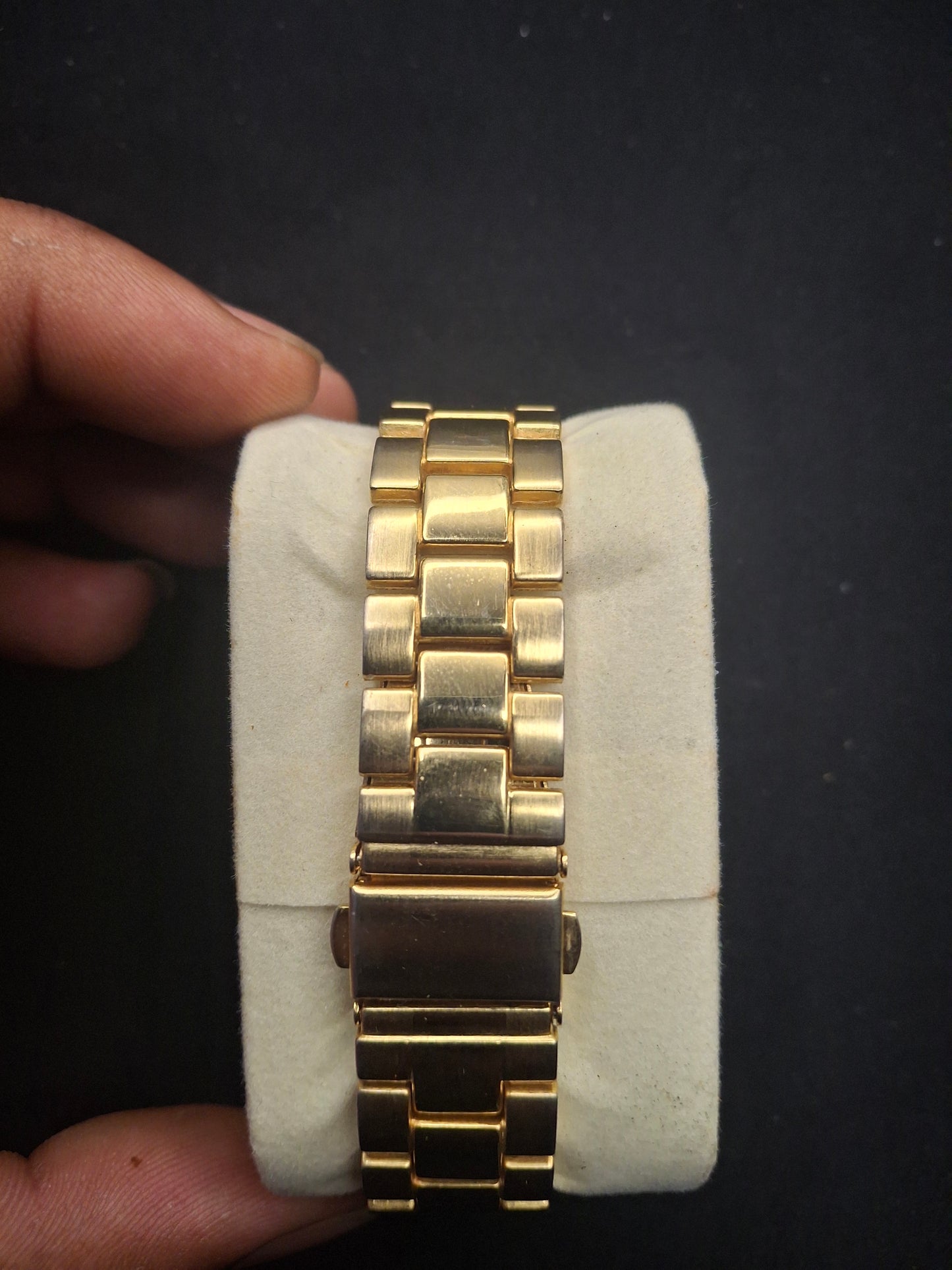 GENEVA GOLD CHRONOGRAPH WATCH WITH GEMMED BEZEL