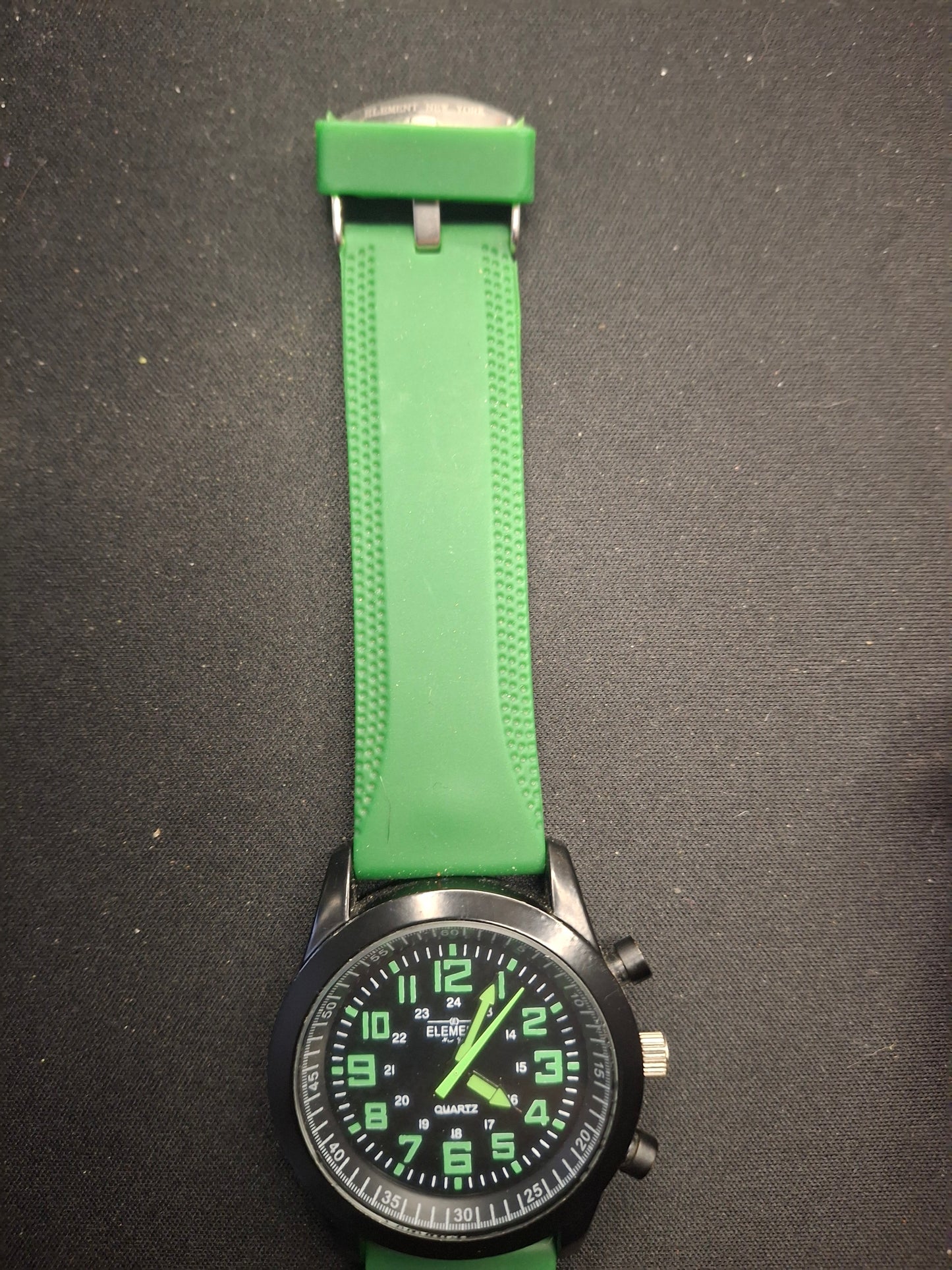 Element New York Men's Watch, Black And Grean Dial,Green Silicone Wristband