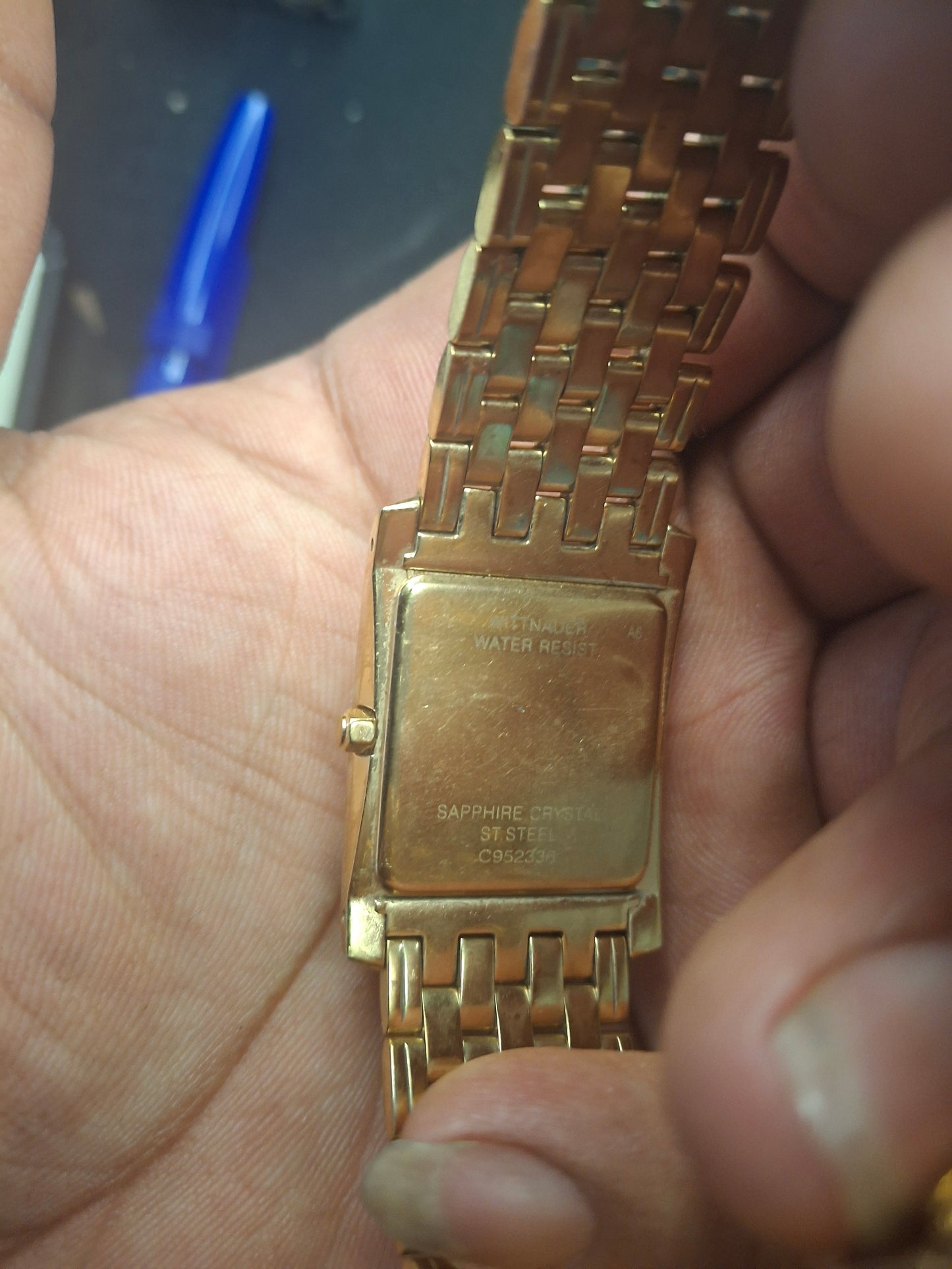 Wittnauer Mens Watch Gold Tone Square Bezel C952336 Not Working