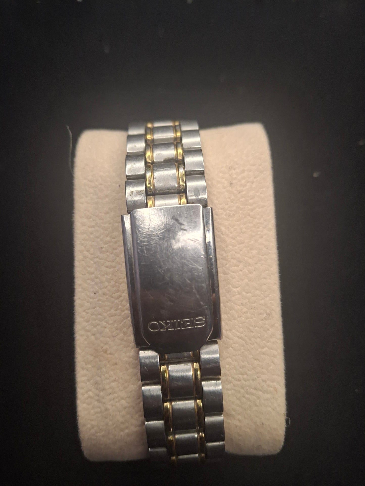 Seiko Watch Men 35mm Black Dial Gold & Silver Tone Daydate 7n43-8a39 Not Working
