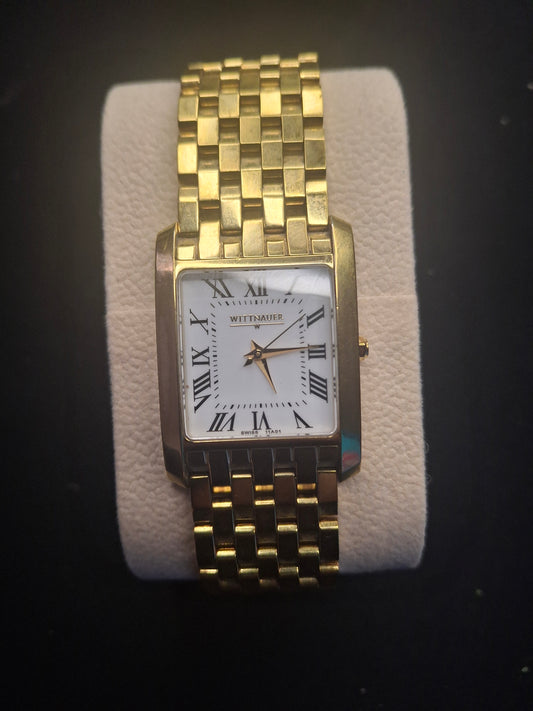 Wittnauer Mens Watch Gold Tone Square Bezel C952336 Not Working